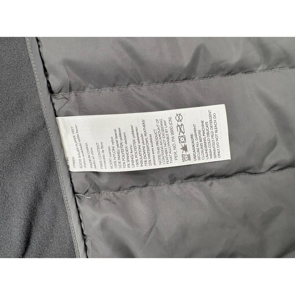 Eddie Bauer 550 Down Puffer Vest Mens Storm Repel Grey Full Zip Size XL - Picture 5 of 16
